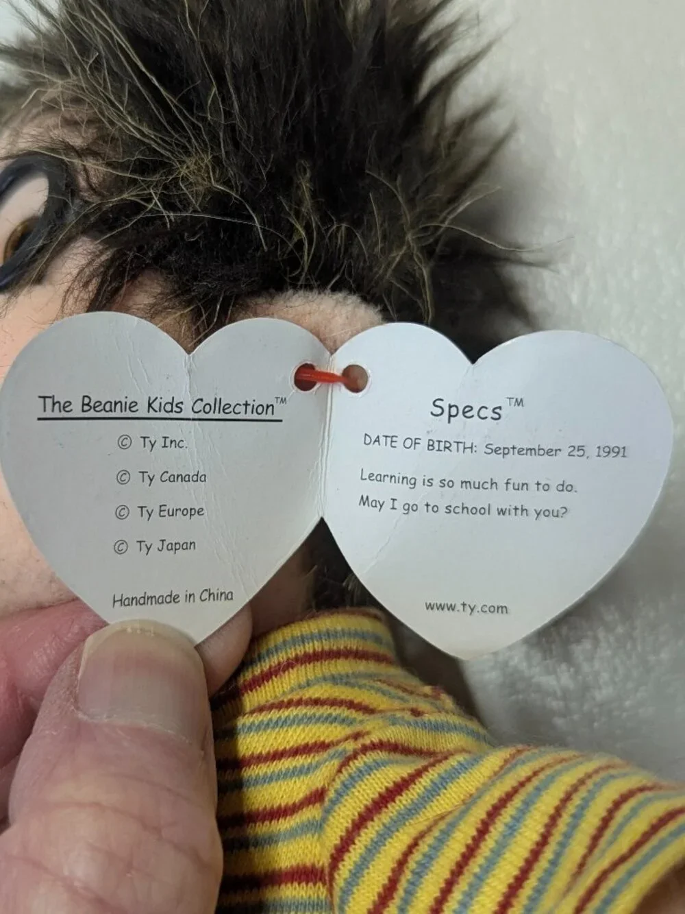 Vintage 1991 Ty Beanie Kid Specs